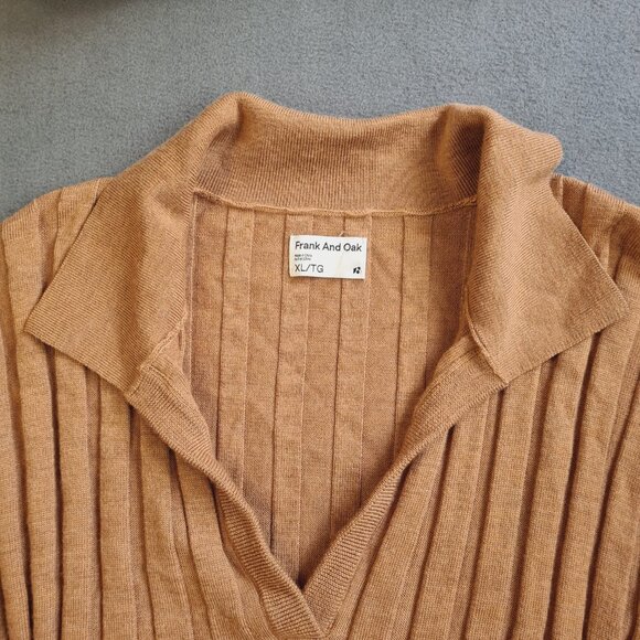 Frank and Oak Women Knit Sweater Polo Neck Long Sleeves Size XL Merino Wool - Picture 4 of 11